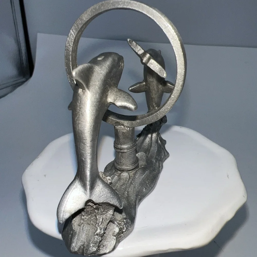 Spoontiques Pewter Dolphins  # 2058‎ Jumping Through Hoop Porpoises
